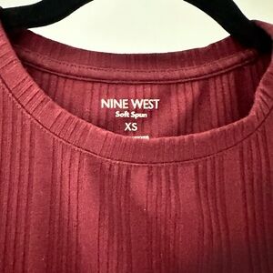 Nine West Soft Spun Elbow Sleeve Shirt - Burgundy